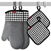 Ankway Guantes Horno- Manoplas de Horno Guantes de Silicona Resistencia al Calor un par + 2 Manteles Aislados para…